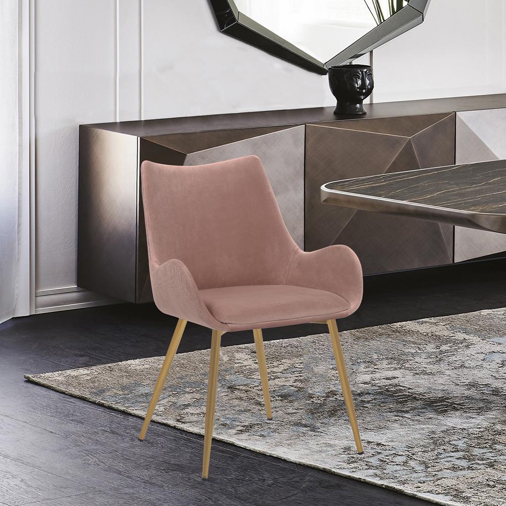 Armen Living - Avery Pink Fabric Dining Room Chair with Gold Legs - LCAVCHPINK veiw 8
