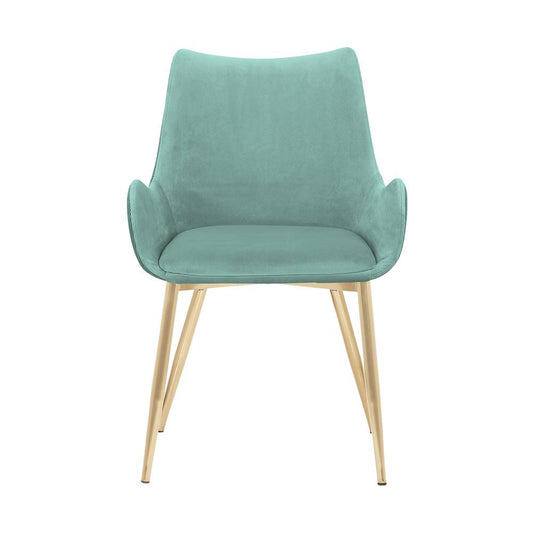 Armen Living - Avery Teal Fabric Dining Room Chair with Gold Legs - LCAVCHTEAL veiw 2