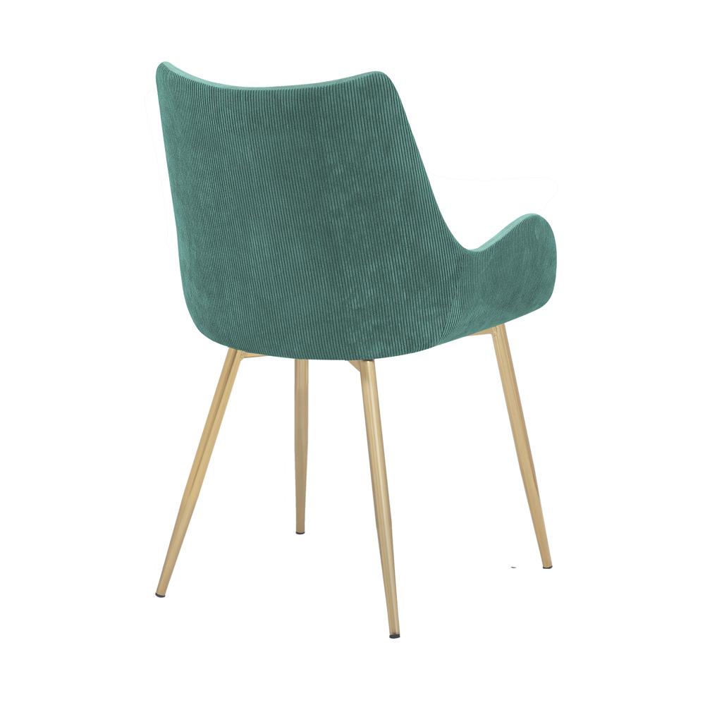 Armen Living Avery Teal Fabric Dining Room Chair with Gold Legs - Thumbnail 5