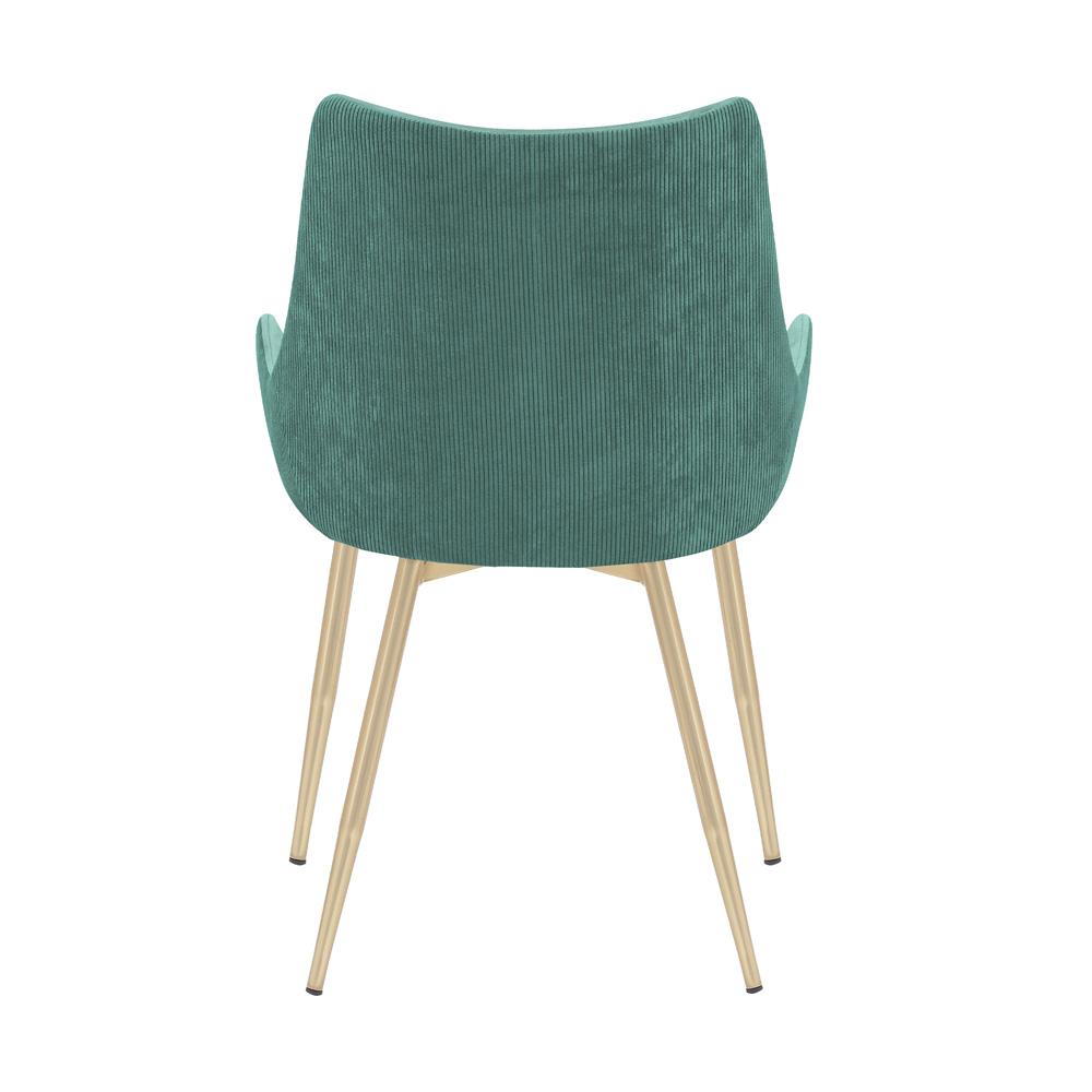 Armen Living Avery Teal Fabric Dining Room Chair with Gold Legs
