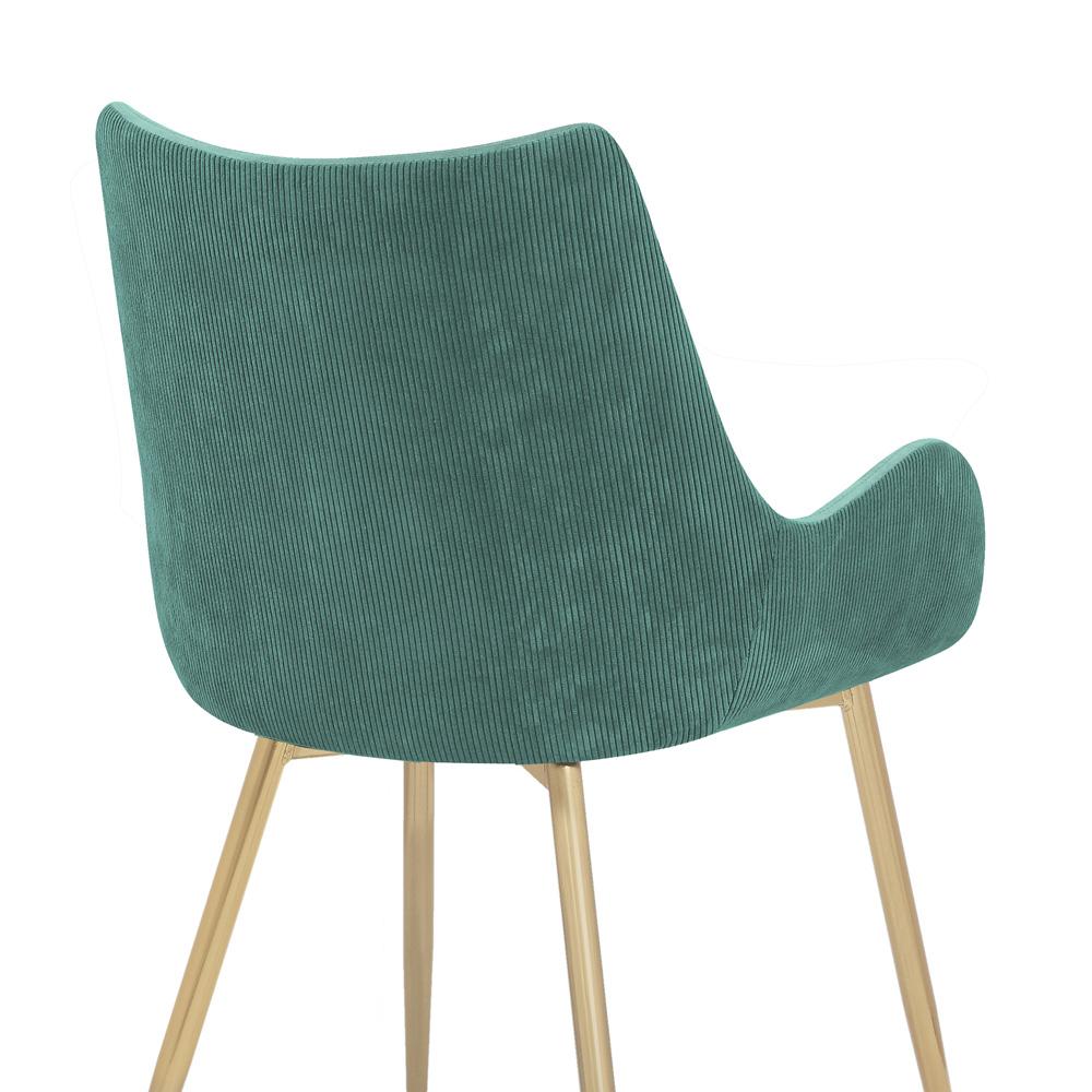 Armen Living Avery Teal Fabric Dining Room Chair with Gold Legs - Thumbnail 3