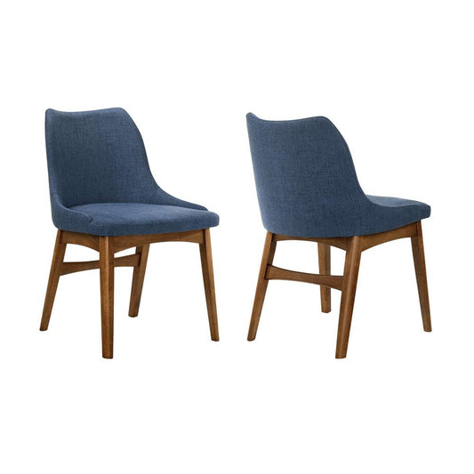 Armen Living - Azalea Blue Fabric and Walnut Wood Dining Side Chairs (Set of 2) - LCAZSIWABLU veiw 1