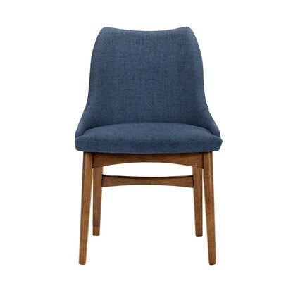 Armen Living - Azalea Blue Fabric and Walnut Wood Dining Side Chairs (Set of 2) - LCAZSIWABLU veiw 6