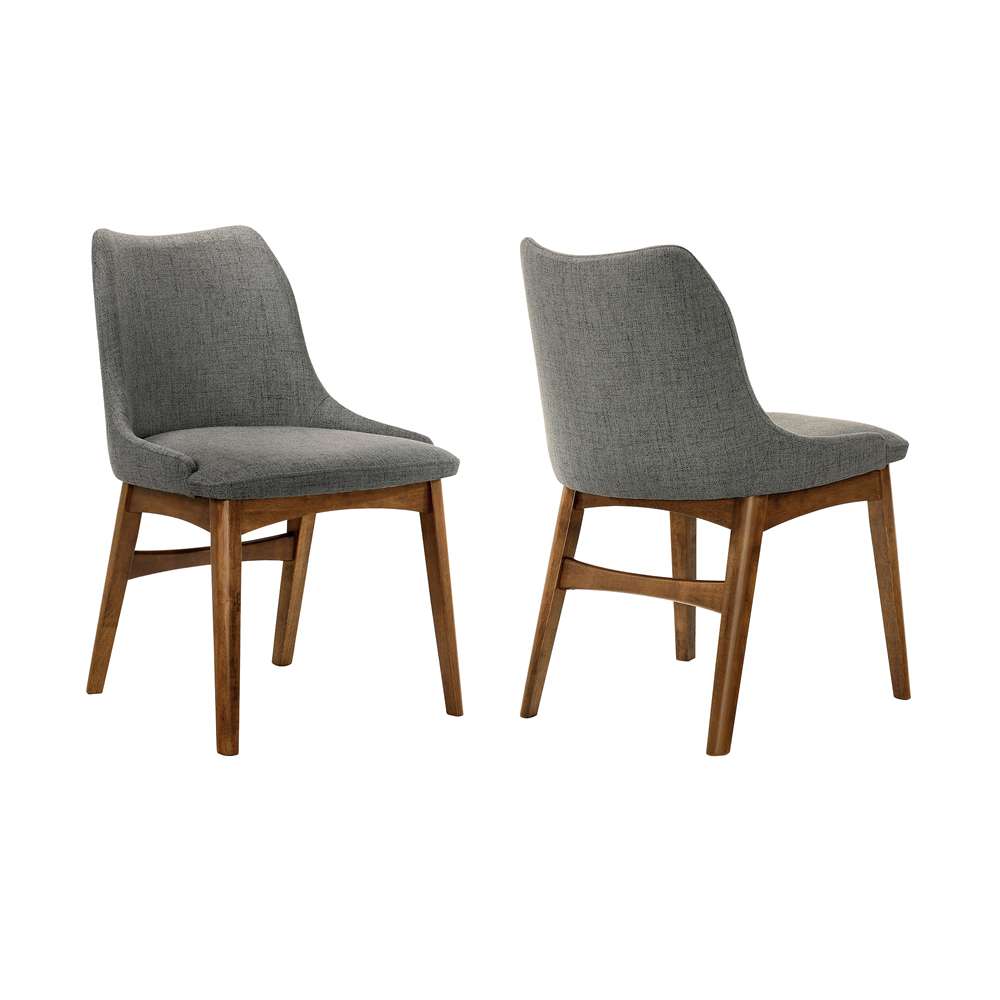 Armen Living - Azalea Charcoal Fabric and Walnut Wood Dining Side Chairs (Set of 2) - LCAZSIWACH veiw 1