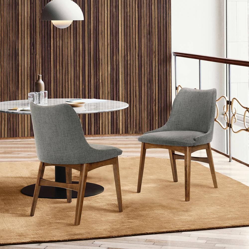 Armen Living - Azalea Charcoal Fabric and Walnut Wood Dining Side Chairs (Set of 2) - LCAZSIWACH veiw 7