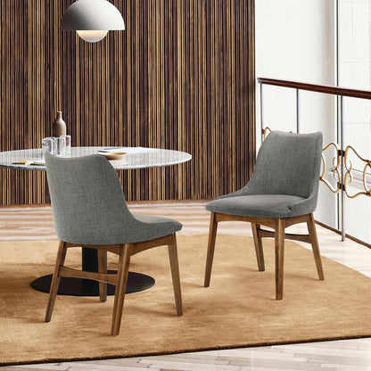 Armen Living - Azalea Charcoal Fabric and Walnut Wood Dining Side Chairs (Set of 2) - LCAZSIWACH veiw 7