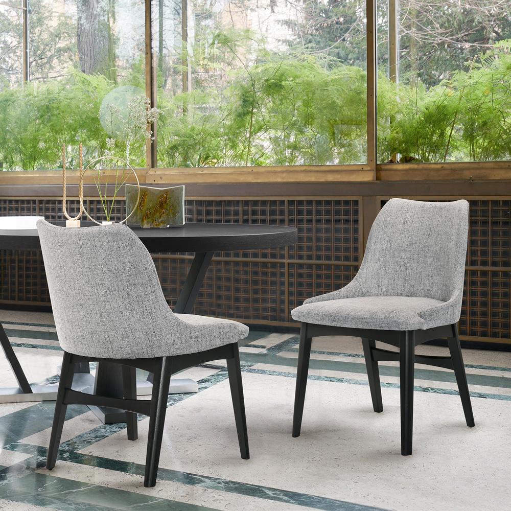 Armen Living - Azalea Gray Fabric and Black Wood Dining Side Chairs (Set of 2) - LCAZSIBLGR veiw 7
