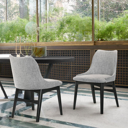 Armen Living - Azalea Gray Fabric and Black Wood Dining Side Chairs (Set of 2) - LCAZSIBLGR veiw 7