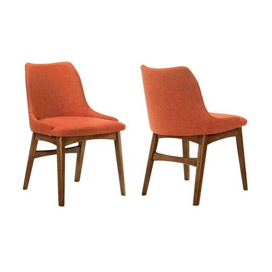 Armen Living - Azalea Orange Fabric and Walnut Wood Dining Side Chairs (Set of 2) - LCAZSIWAOR veiw 1