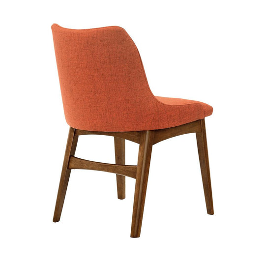 Armen Living - Azalea Orange Fabric and Walnut Wood Dining Side Chairs (Set of 2) - LCAZSIWAOR veiw 2
