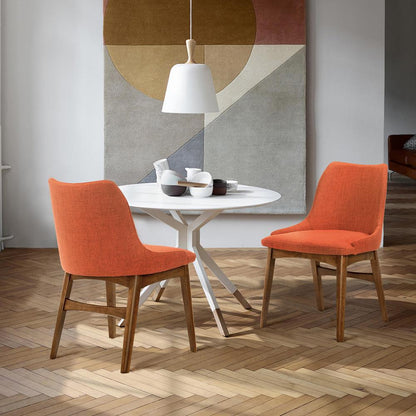 Armen Living - Azalea Orange Fabric and Walnut Wood Dining Side Chairs (Set of 2) - LCAZSIWAOR veiw 7