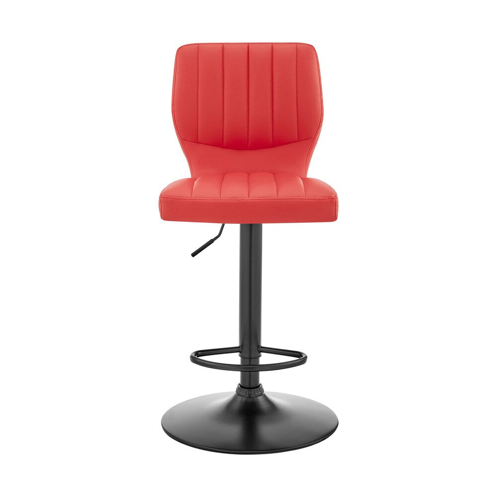 Armen Living - Bardot Adjustable Height Red Faux Leather Swivel Bar Stool - LCBABABLRED veiw 2