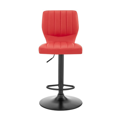 Armen Living - Bardot Adjustable Height Red Faux Leather Swivel Bar Stool - LCBABABLRED veiw 2