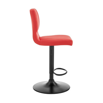 Armen Living - Bardot Adjustable Height Red Faux Leather Swivel Bar Stool - LCBABABLRED veiw 3
