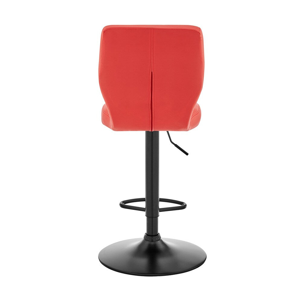 Armen Living - Bardot Adjustable Height Red Faux Leather Swivel Bar Stool - LCBABABLRED veiw 5