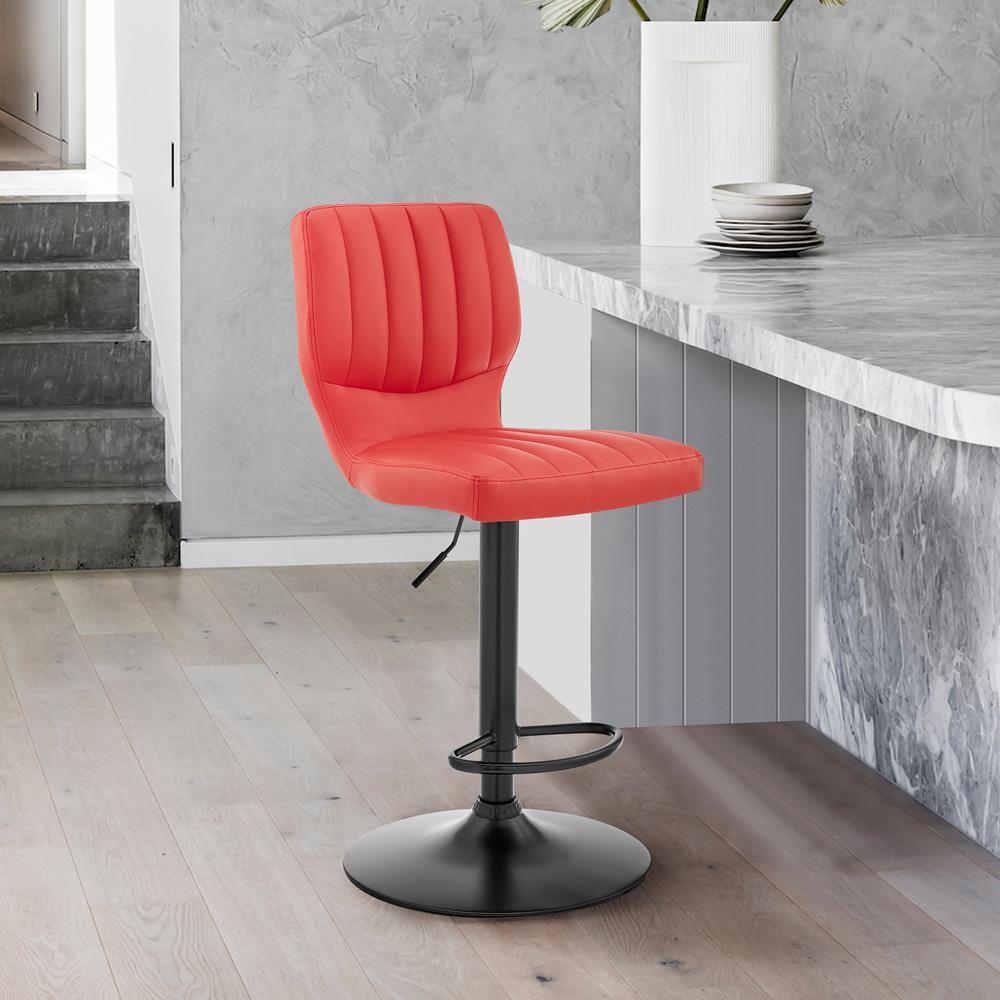 Armen Living - Bardot Adjustable Height Red Faux Leather Swivel Bar Stool - LCBABABLRED veiw 8
