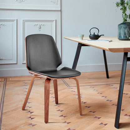 Armen Living - Brinley Gray Faux Leather and Black Wood Dining Room Accent Chair - LCBNSIBLGR veiw 10