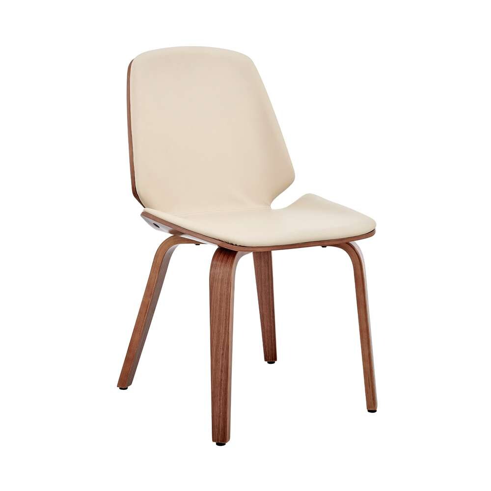 Armen Living - Brinley Cream Faux Leather and Walnut Wood Dining Room Accent Chair - LCBNSIWACR veiw 1