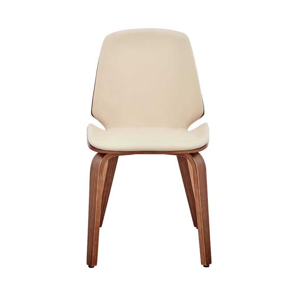 Armen Living - Brinley Cream Faux Leather and Walnut Wood Dining Room Accent Chair - LCBNSIWACR veiw 2