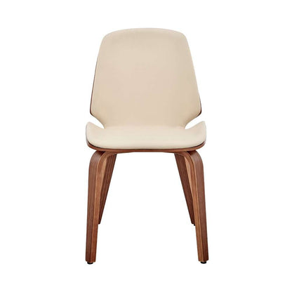 Armen Living - Brinley Cream Faux Leather and Walnut Wood Dining Room Accent Chair - LCBNSIWACR veiw 2
