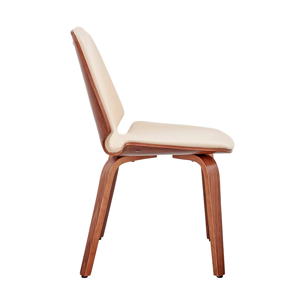 Armen Living - Brinley Cream Faux Leather and Walnut Wood Dining Room Accent Chair - LCBNSIWACR veiw 3