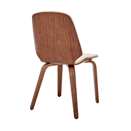 Armen Living - Brinley Cream Faux Leather and Walnut Wood Dining Room Accent Chair - LCBNSIWACR veiw 4