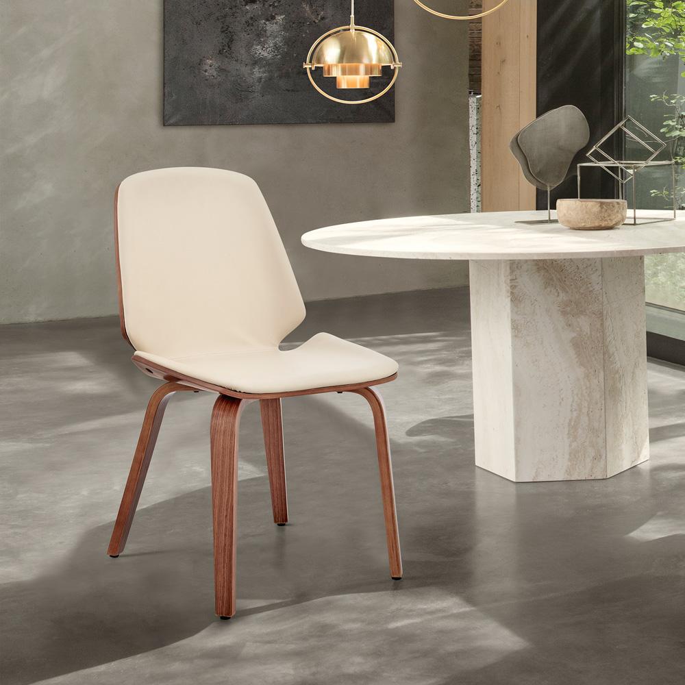 Armen Living - Brinley Cream Faux Leather and Walnut Wood Dining Room Accent Chair - LCBNSIWACR veiw 10