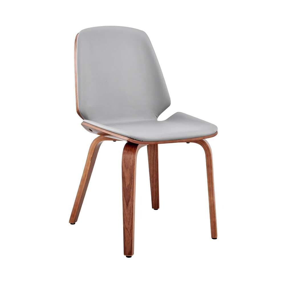 Armen Living - Brinley Gray Faux Leather and Walnut Wood Dining Room Accent Chair - LCBNSIWAGR veiw 1