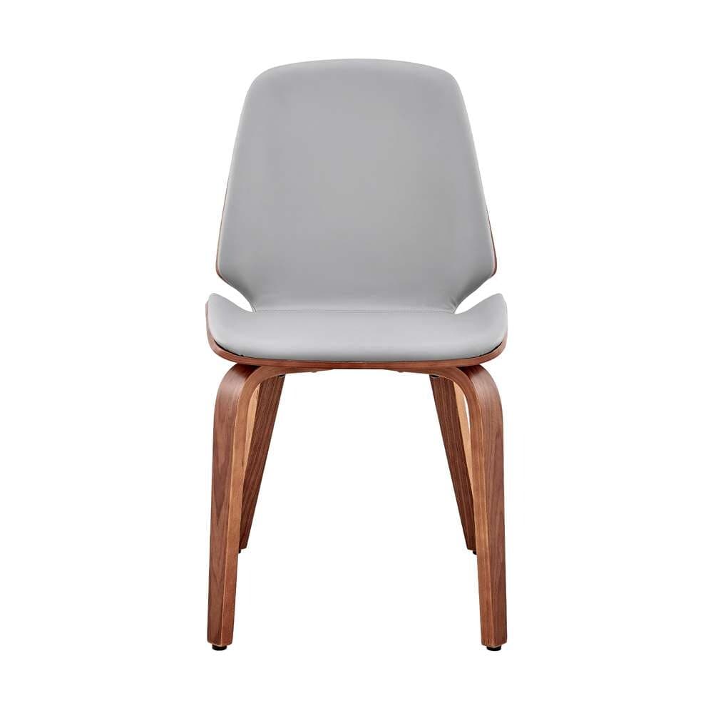 Brinley Gray Faux Leather And Walnut Wood Accent Dining Chair - Thumbnail 4