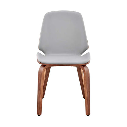 Armen Living - Brinley Gray Faux Leather and Walnut Wood Dining Room Accent Chair - LCBNSIWAGR veiw 2