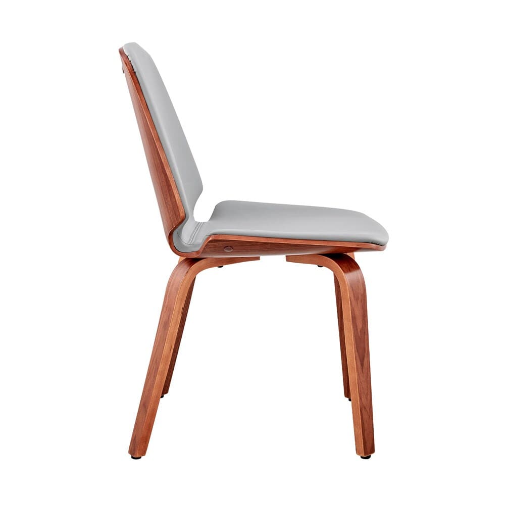 Armen Living - Brinley Gray Faux Leather and Walnut Wood Dining Room Accent Chair - LCBNSIWAGR veiw 3