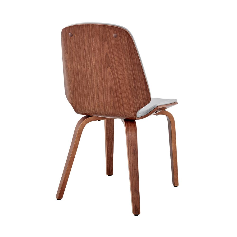 Brinley Gray Faux Leather And Walnut Wood Accent Dining Chair