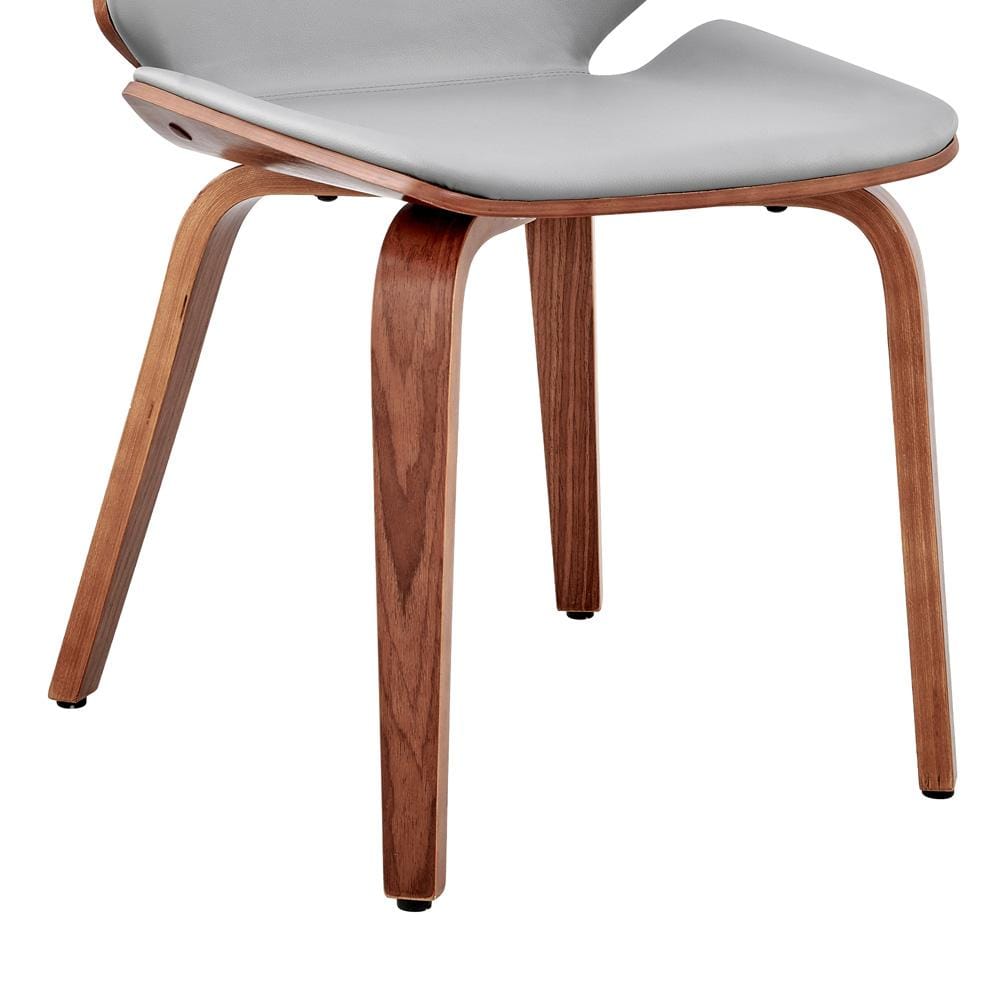 Armen Living - Brinley Gray Faux Leather and Walnut Wood Dining Room Accent Chair - LCBNSIWAGR veiw 8