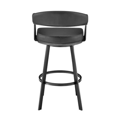 Armen Living - Chelsea 26in Counter Height Swivel Bar Stool in Black Finish and Black Faux Leather - LCCSBABLBL26 veiw 5