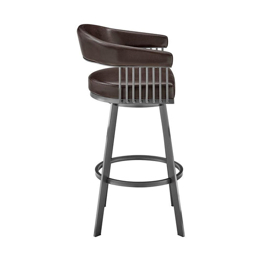Armen Living - Chelsea 26in Counter Height Swivel Bar Stool in Java Brown Finish and Chocolate Faux Leather - LCCSBAJVCHO26 veiw 3