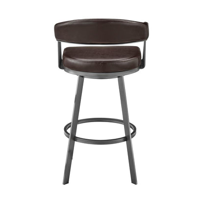 Armen Living - Chelsea 26in Counter Height Swivel Bar Stool in Java Brown Finish and Chocolate Faux Leather - LCCSBAJVCHO26 veiw 5