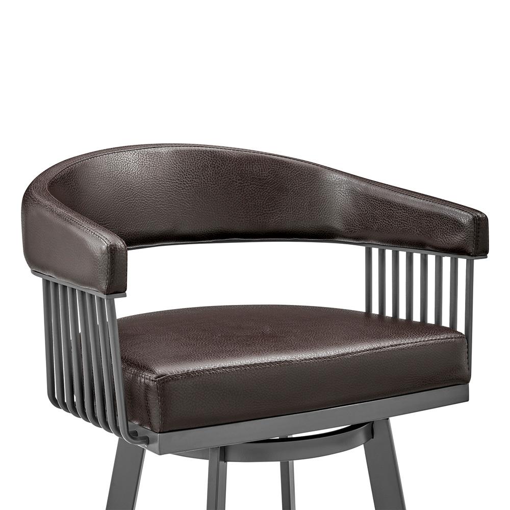 Armen Living - Chelsea 26in Counter Height Swivel Bar Stool in Java Brown Finish and Chocolate Faux Leather - LCCSBAJVCHO26 veiw 6