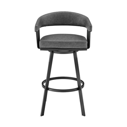 Armen Living - Chelsea 26in Counter Height Swivel Bar Stool in Black Finish and Gray Faux Leather - LCCSBAMBVG26 veiw 2