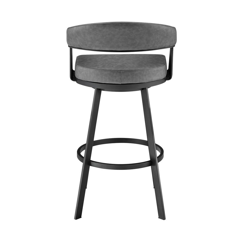 Armen Living - Chelsea 26in Counter Height Swivel Bar Stool in Black Finish and Gray Faux Leather - LCCSBAMBVG26 veiw 5