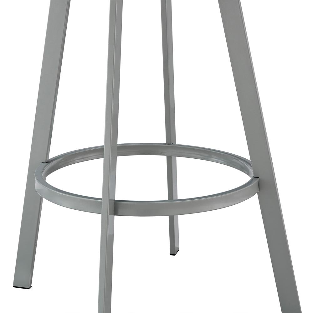 Armen Living - Chelsea 26in Counter Height Swivel Bar Stool in Silver Finish and White Faux Leather - LCCSBASLWH26 veiw 8