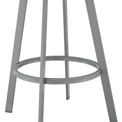 Armen Living - Chelsea 26in Counter Height Swivel Bar Stool in Silver Finish and White Faux Leather - LCCSBASLWH26 veiw 8