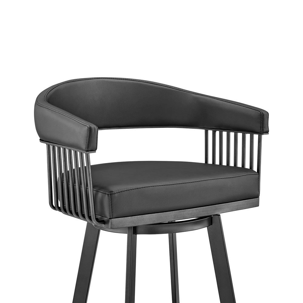 Armen Living - Chelsea 30in Bar Height Swivel Bar Stool in Black Finish and Black Faux Leather - LCCSBABLBL30 veiw 6