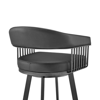 Armen Living - Chelsea 30in Bar Height Swivel Bar Stool in Black Finish and Black Faux Leather - LCCSBABLBL30 veiw 7