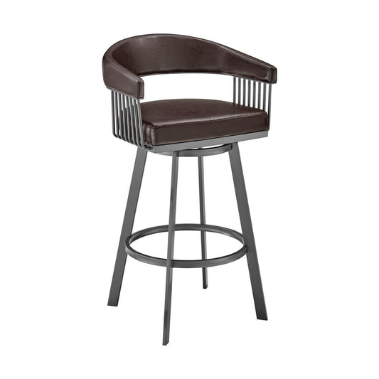 Armen Living - Chelsea 30in Bar Height Swivel Bar Stool in Java Brown Finish and Chocolate Faux Leather - LCCSBAJVCHO30 veiw 1