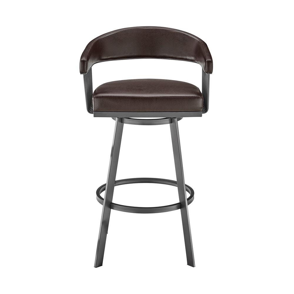 Armen Living - Chelsea 30in Bar Height Swivel Bar Stool in Java Brown Finish and Chocolate Faux Leather - LCCSBAJVCHO30 veiw 2