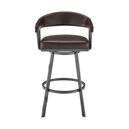 Armen Living - Chelsea 30in Bar Height Swivel Bar Stool in Java Brown Finish and Chocolate Faux Leather - LCCSBAJVCHO30 veiw 2
