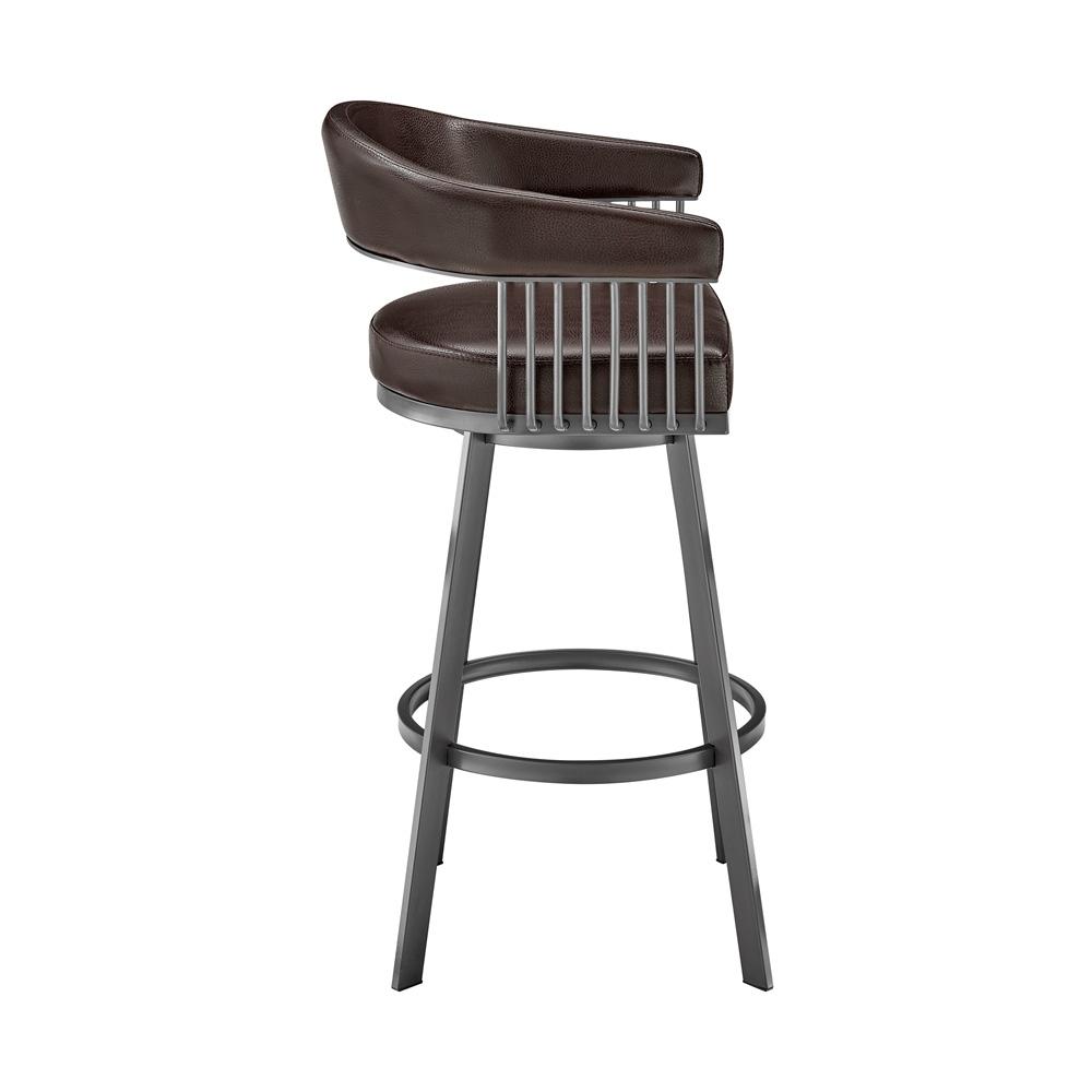 Armen Living - Chelsea 30in Bar Height Swivel Bar Stool in Java Brown Finish and Chocolate Faux Leather - LCCSBAJVCHO30 veiw 3