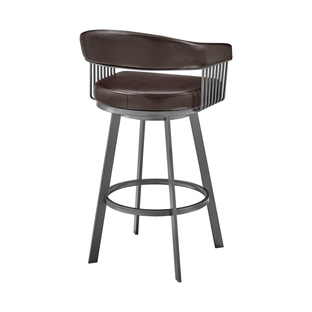 Armen Living - Chelsea 30in Bar Height Swivel Bar Stool in Java Brown Finish and Chocolate Faux Leather - LCCSBAJVCHO30 veiw 4