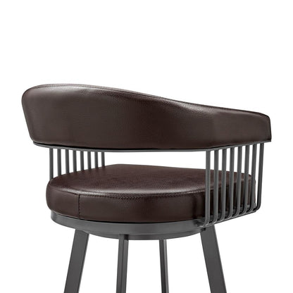 Armen Living - Chelsea 30in Bar Height Swivel Bar Stool in Java Brown Finish and Chocolate Faux Leather - LCCSBAJVCHO30 veiw 7