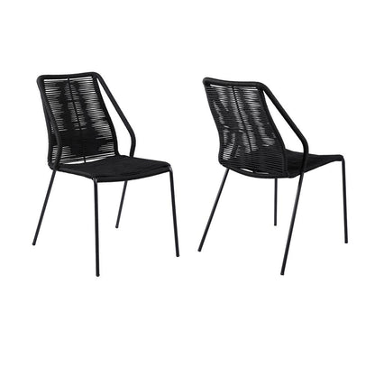 Armen Living - Clip Indoor Outdoor Stackable Steel Dining Chair with Black Rope (Set of 2) - LCCPSIBL veiw 1